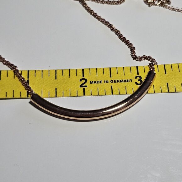 Fossil Rose Gold Tone Curved Tube Charm Pendant Necklace 16-17" - Picture 9 of 16